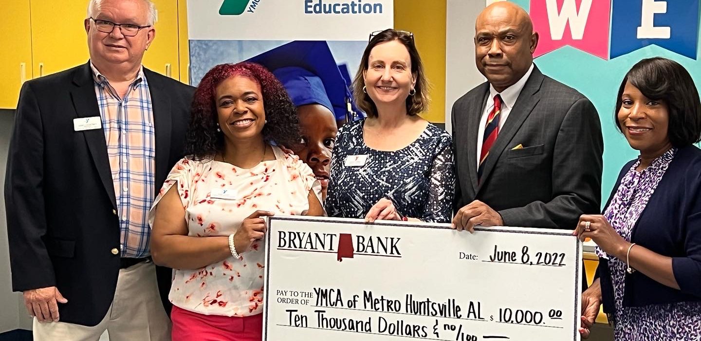 Pictured left to right: Jerry Courtney, President & CEO, Heart of the Valley YMCA; Erin Ledet, Child Care Services Director, Heart of the Valley YMCA; Kathy Parikh, Heart of the Valley YMCA Board 
Member; Herman Stubbs, Vice President for Commercial Lending, Bryant Bank; Dr. Barbara Cooper, Secretary of the Alabama Department of Early Childhood Education.