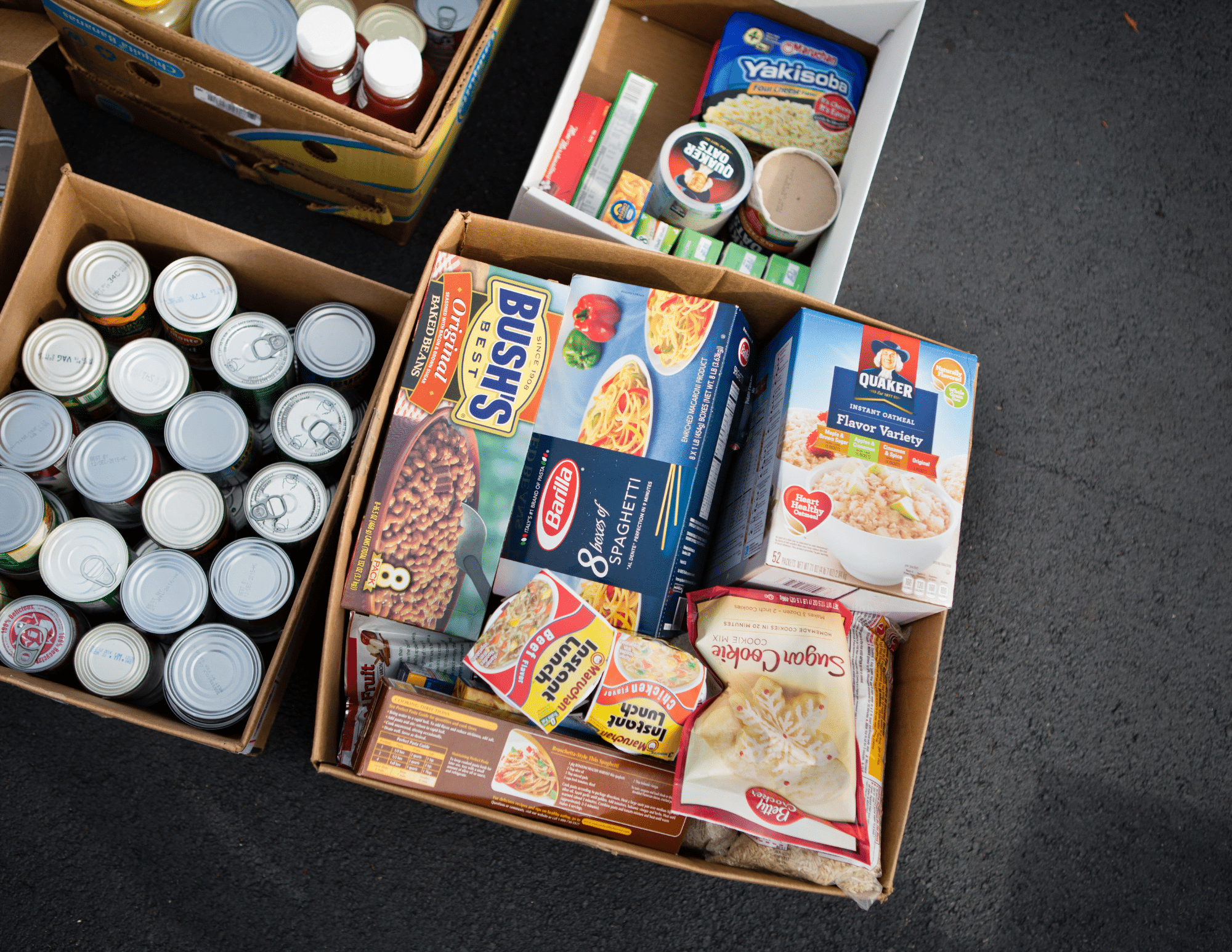 food donations in boxes