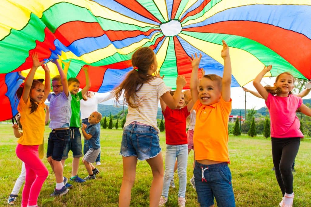 parachute game with kids small